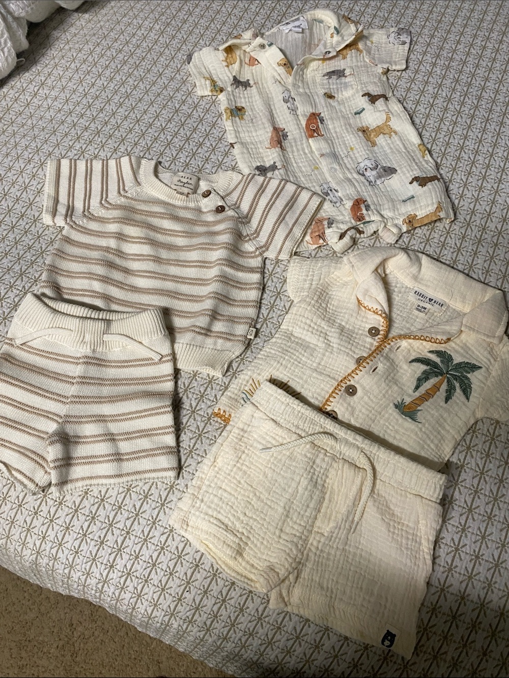 Lot of Angel Dear, Dear Hayden and Rabbit and Bear organic baby clothes 3-6M